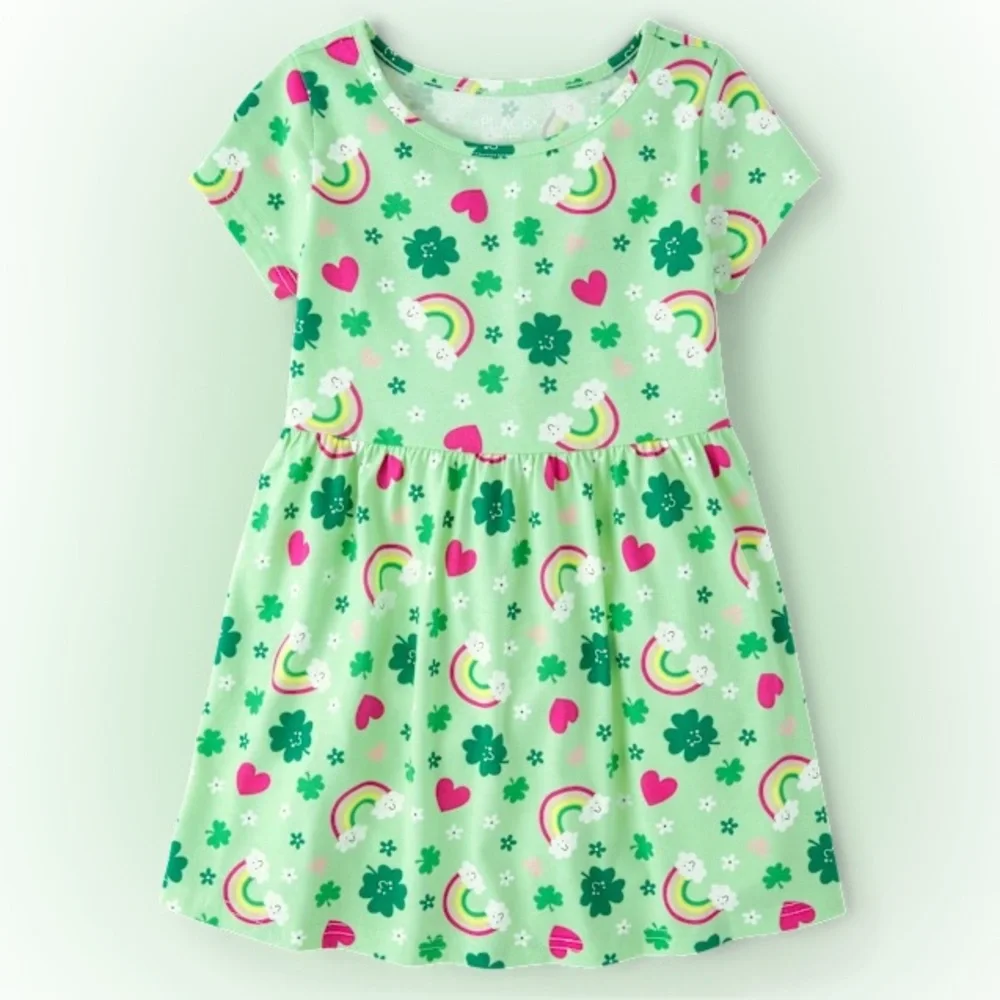 The Children’s Place Girls St. Patrick's Day Everyday Dress - Green. Size XXL